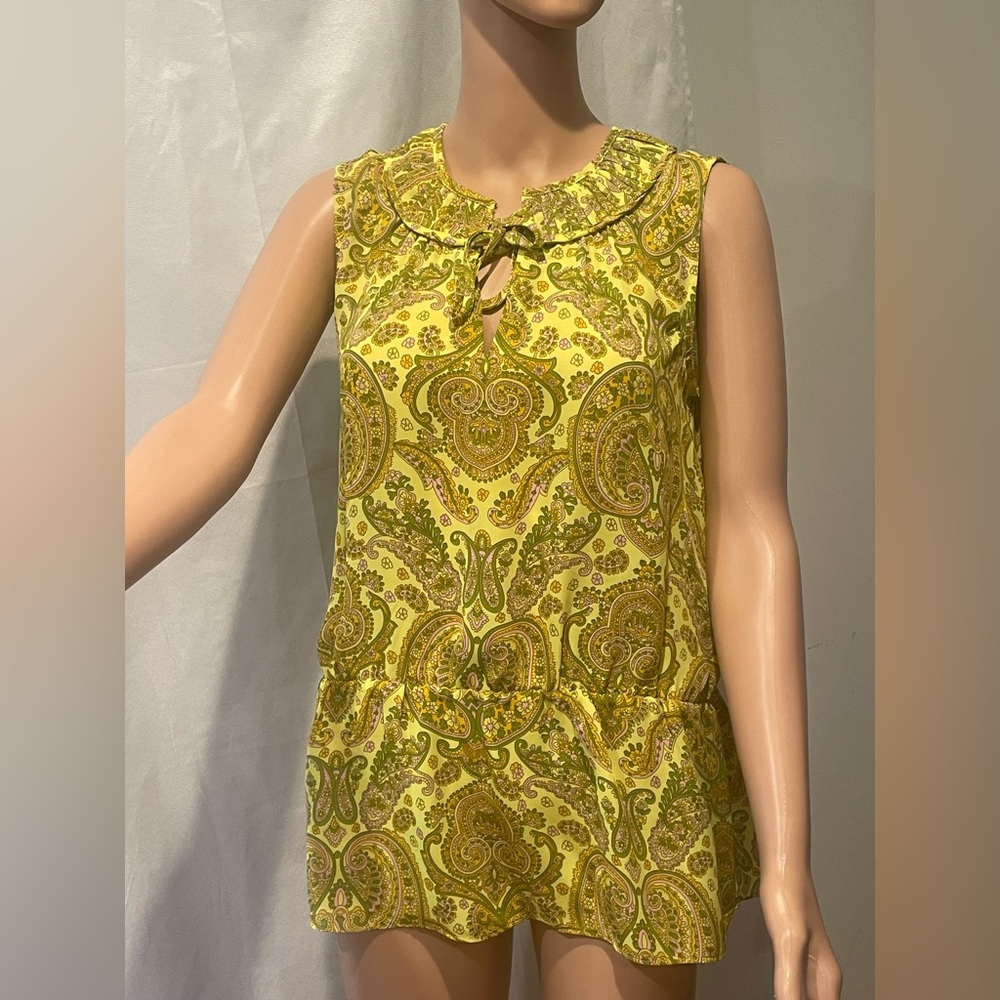 Banana Republic Paisley Green Sleeveless Top